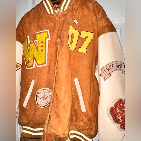 Free People For The Creative Spirit Leather Vintage Style Bomber Jacket - Picture 8 of 16